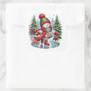 Snowman Square Sticker