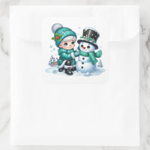Snowman Square Sticker