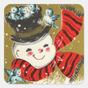 Snowman Square Stickers