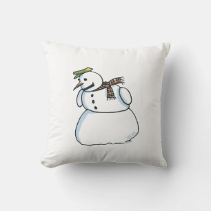Snowman square throw pillow