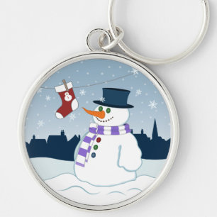 Snowman & Stocking Christmas Key Ring