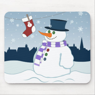 Snowman & Stocking Christmas Mouse Pad