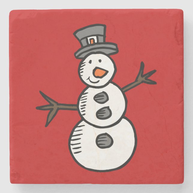 Snowman Stone Coaster (Front)