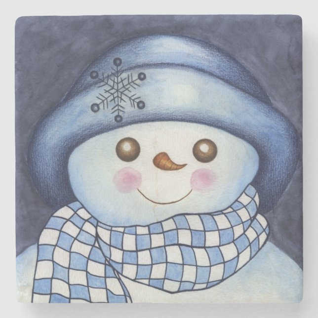 Snowman Stone Coaster (Front)