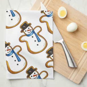 Snowman Sugar Cookie Christmas Hanukkah Holiday Tea Towel