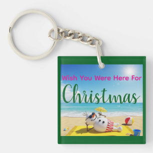 Snowman Sunbathing Key Ring