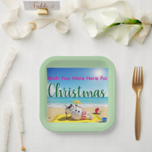 Snowman Sunbathing Paper Plate