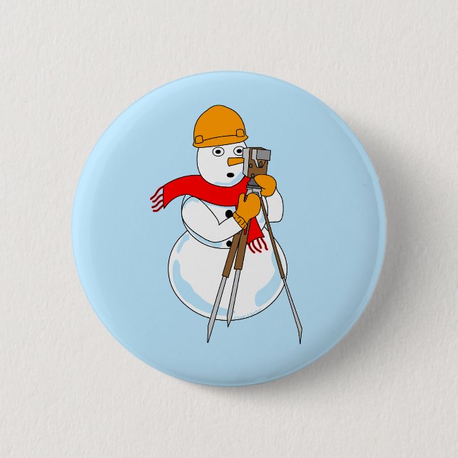 Snowman Surveyor 6 Cm Round Badge (Front)