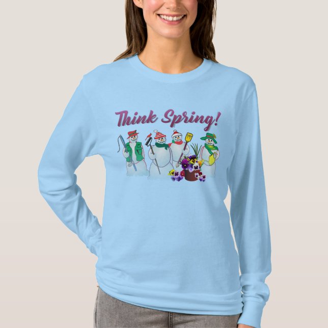 snowman sweatshirt with pansies T-Shirt (Front)