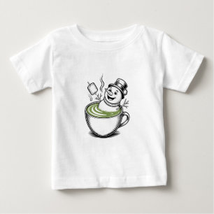 Snowman Taking Bathub On Macha Christmas Baby T-Shirt