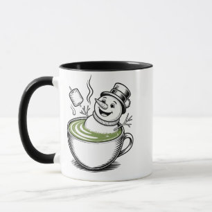 Snowman Taking Bathub On Macha Christmas  Mug