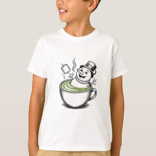 Snowman Taking Bathub On Macha Christmas T-Shirt