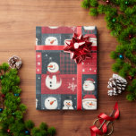 Snowman Tartan Plaid Red & Black Christmas Wrapping Paper<br><div class="desc">Snowman Tartan Plaid Red & Black Christmas Wrapping Paper</div>
