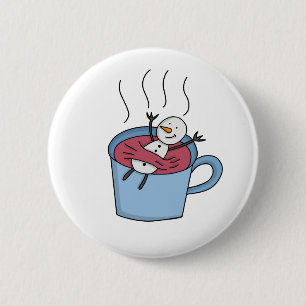 Snowman Tea Coffee 6 Cm Round Badge