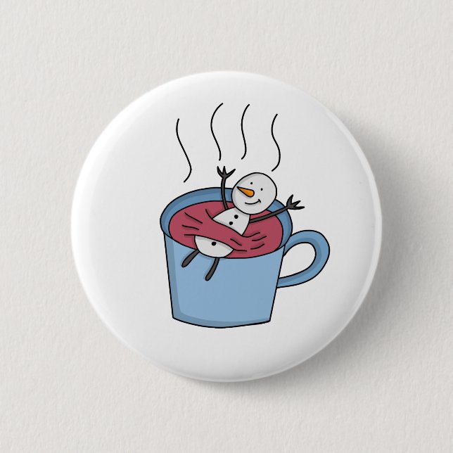 Snowman Tea Coffee 6 Cm Round Badge (Front)