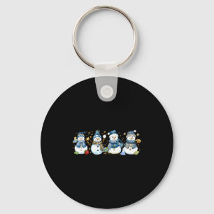 Snowman Teacher Winter Leopard Clroom Cute Blue St Key Ring