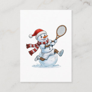 Snowman Tennis Player Christmas 2026 Holiday Sport Calling Card