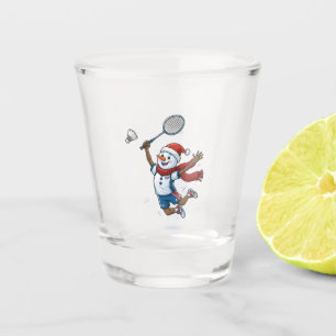 Snowman Tennis Player Christmas 2026 Holiday Sport Shot Glass