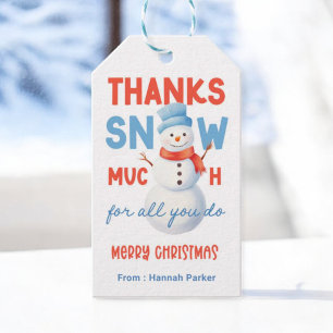 Snowman Thank You Snow Much Gift Tags