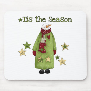 Snowman Tis the Season Mouse Pad