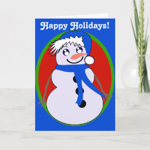 Snowman Toon Blue Holiday! Card