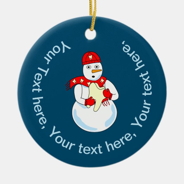 Snowman Tooth Ceramic Tree Decoration (Front)