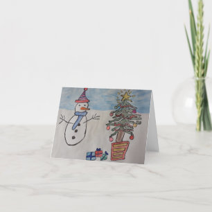 Snowman & Tree Christmas Card