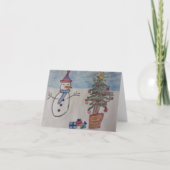 Snowman & Tree Christmas Card (Front)