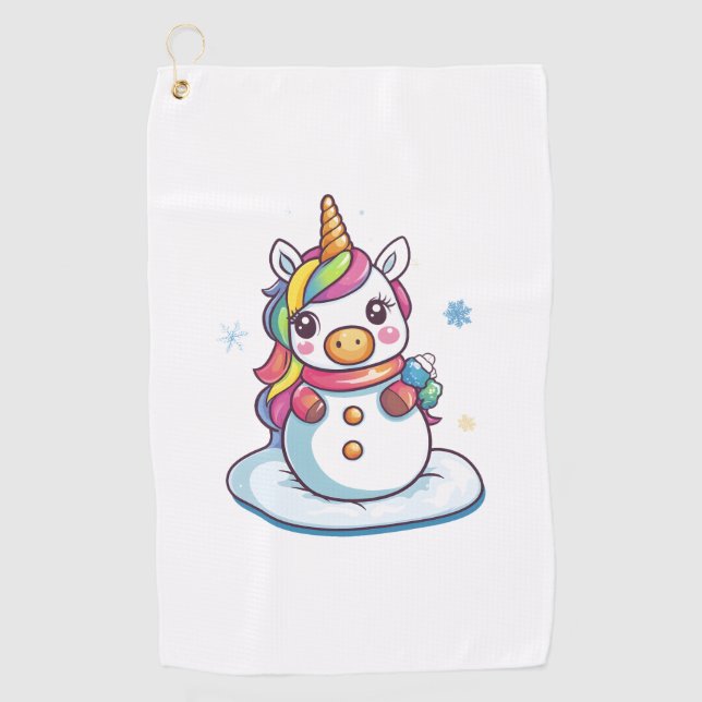 Snowman Unicorn (1) Golf Towel (Front)