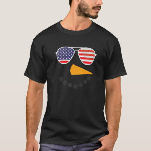 Snowman USA Flag Snowman Face US Glasses Premium T-Shirt