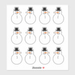 Snowman (Variety) Winter Holiday Christmas Fun<br><div class="desc">This super-fun sticker will brighten anyone's day! A white snowman has black coal eyes, smiling mouth, and buttons, a black top hat, and an extra-long orange carrot nose. In a variety of images, half the stickers have the snowman facing right, and the other half are a mirror image facing left....</div>