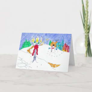 snowman village holiday card