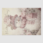 Snowman Vintage Pastel Pink Winter Christmas Tissue Paper<br><div class="desc">Snowman Vintage Pastel Pink Winter Christmas</div>