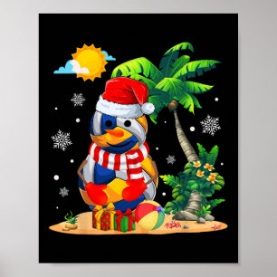 Snowman Volleyball Santa Hat Christmas In July Sum Poster