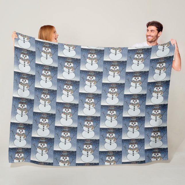Snowman w/BG - Fleece Blanket (In Situ)