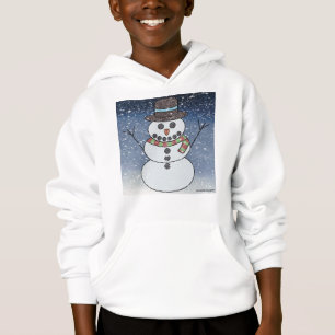 Snowman w/BG (white) - Boy's Hoodie