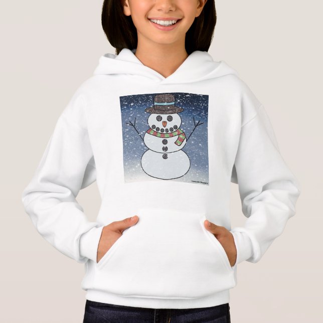 Snowman w/BG (white) - Girl's Hoodie (Front)