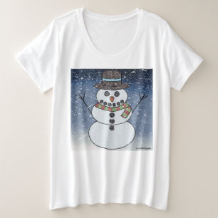 Snowman w/BG (white) - Women's Plus Size T-Shirt