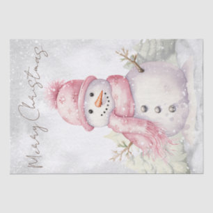 Snowman Watercolor Pink Winter Christmas Tissue Paper