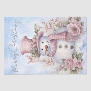Snowman Watercolor Pink Winter Christmas Tissue Paper
