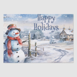 Snowman Watercolor Winter Christmas Tissue Paper
