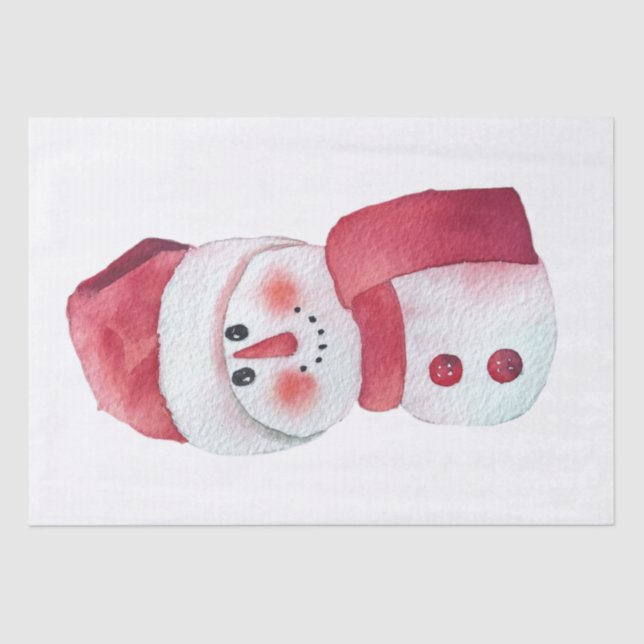 Snowman Watercolor Winter Christmas Tissue Paper (Front)