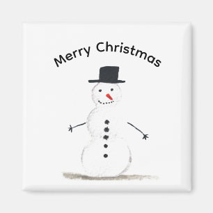 Snowman watercolor winter snow Christmas Magnet