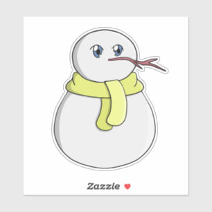 Snowman wearing a yellow scarf