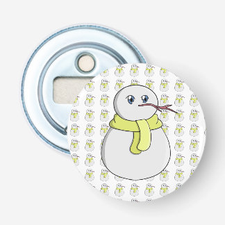 Snowman wearing a yellow scarf bottle opener