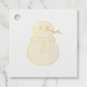 Snowman wearing a yellow scarf favour tags