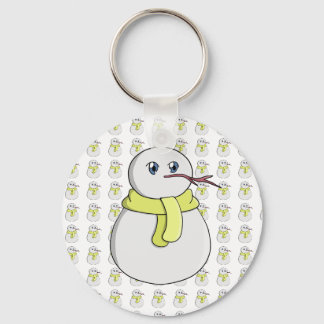 Snowman wearing a yellow scarf key ring