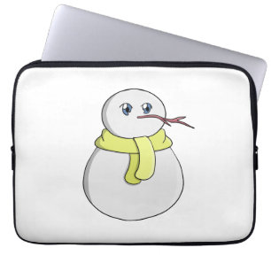 Snowman wearing a yellow scarf laptop sleeve