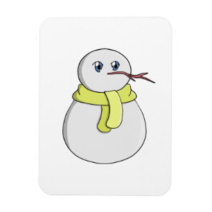 Snowman wearing a yellow scarf magnet
