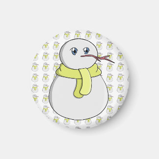 Snowman wearing a yellow scarf magnet